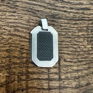 Men’s Stainless Steel Pendant | Modern Minimalist Dog Tag | Black Inlay | New